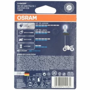 Osram 64212XR-01B X-RACER H8 Halogen Motorrad-Scheinwerferlampe, Einzelblister (1 Stück) 6