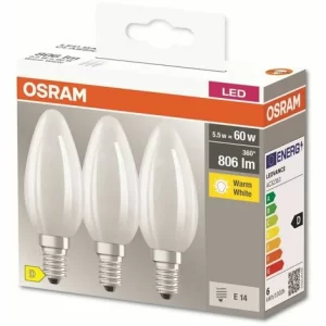 OSRAM LED-Lampe, CLA60, Matt, E14, EEK: D, 5,5W, 806lm, 2700K, 3 Stk 6